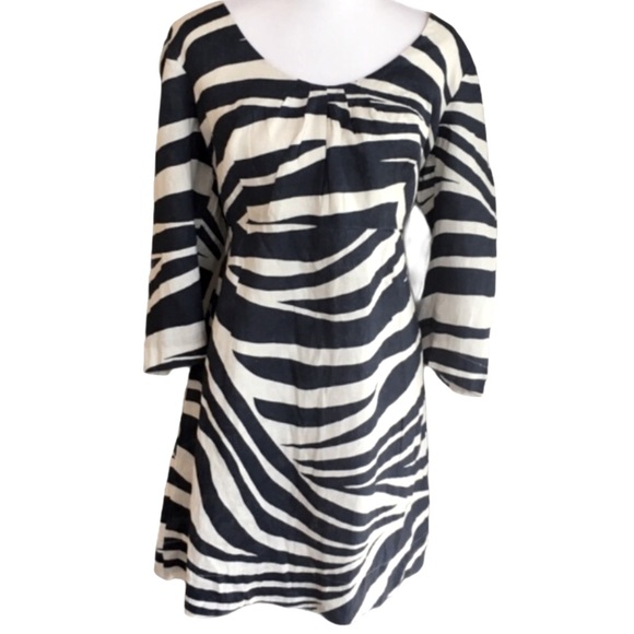 Boden Zebra Linen Tunic Dress Navy White Size 6 - Picture 7 of 10